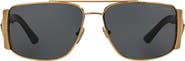 Versace 63mm Polarized Oversize Rectangular Sunglasses