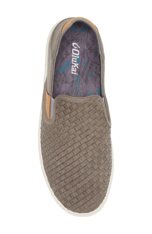Olukai Lae'ahi Lauhala Woven Leather Shoe In Gray