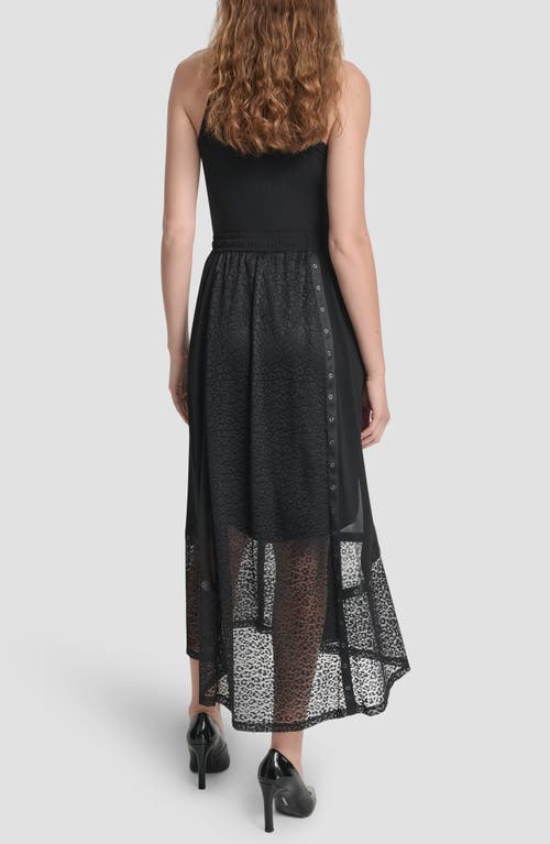 Dkny Leopard Spot Mesh A-line Skirt In Black