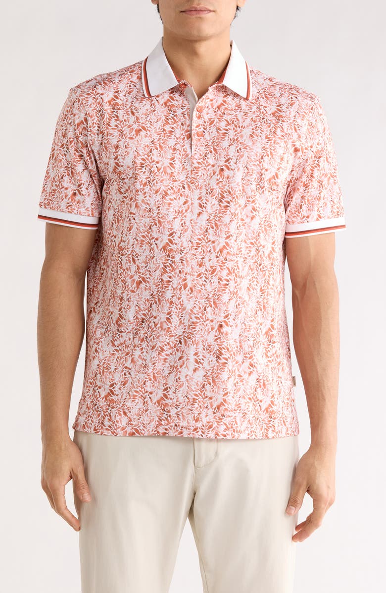 Bugatchi Pipe Trim Knit Polo, Main, color, Paprika