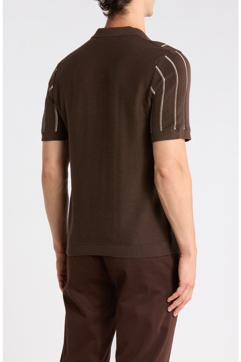 Wheo Johnny Collar Knit Polo, Alternate, color, BROWN COMBO