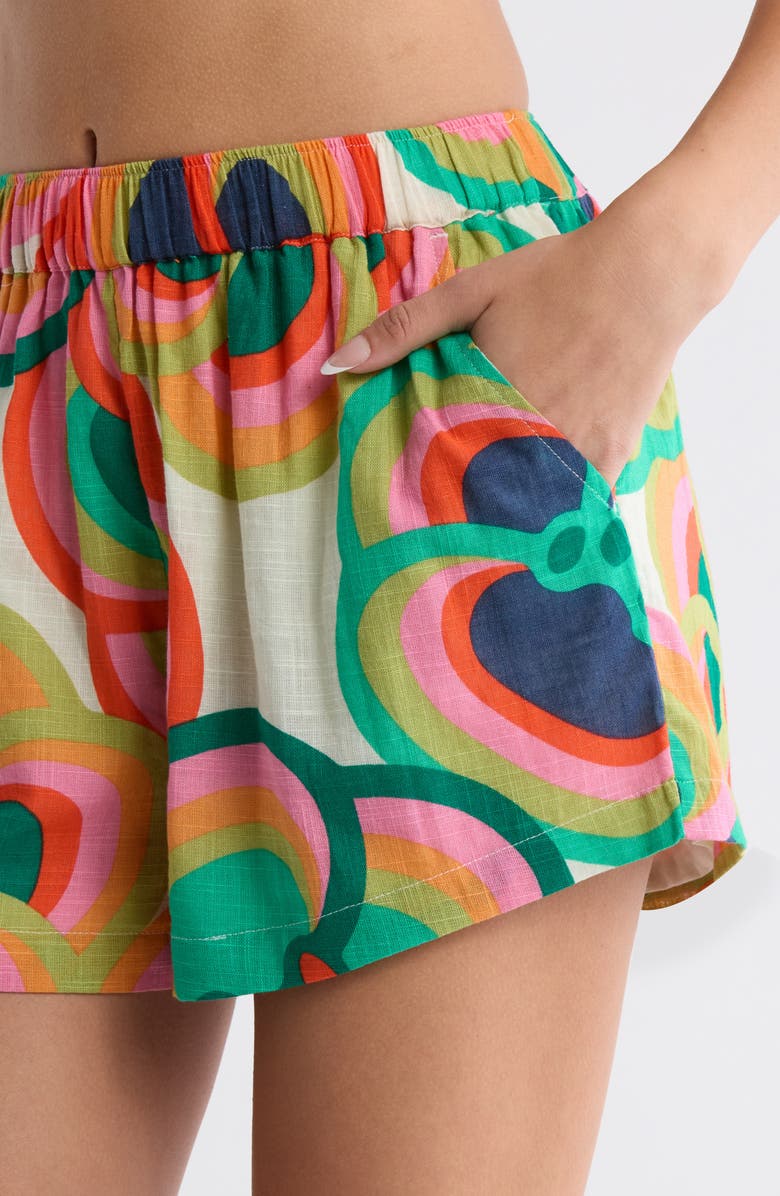 Billabong x Mami Wata See Ya Cover-Up Shorts, Alternate, color, Green Multi