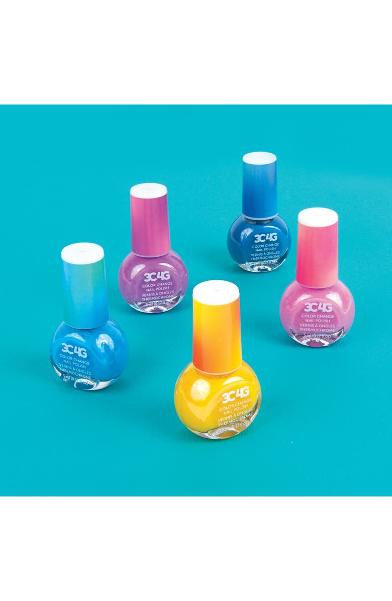 Three Cheers For Girls 3C4G Color Changing Nail Polish Set 5 Bottles, Temperature Changing Shades, Alternate, color, Multicolored