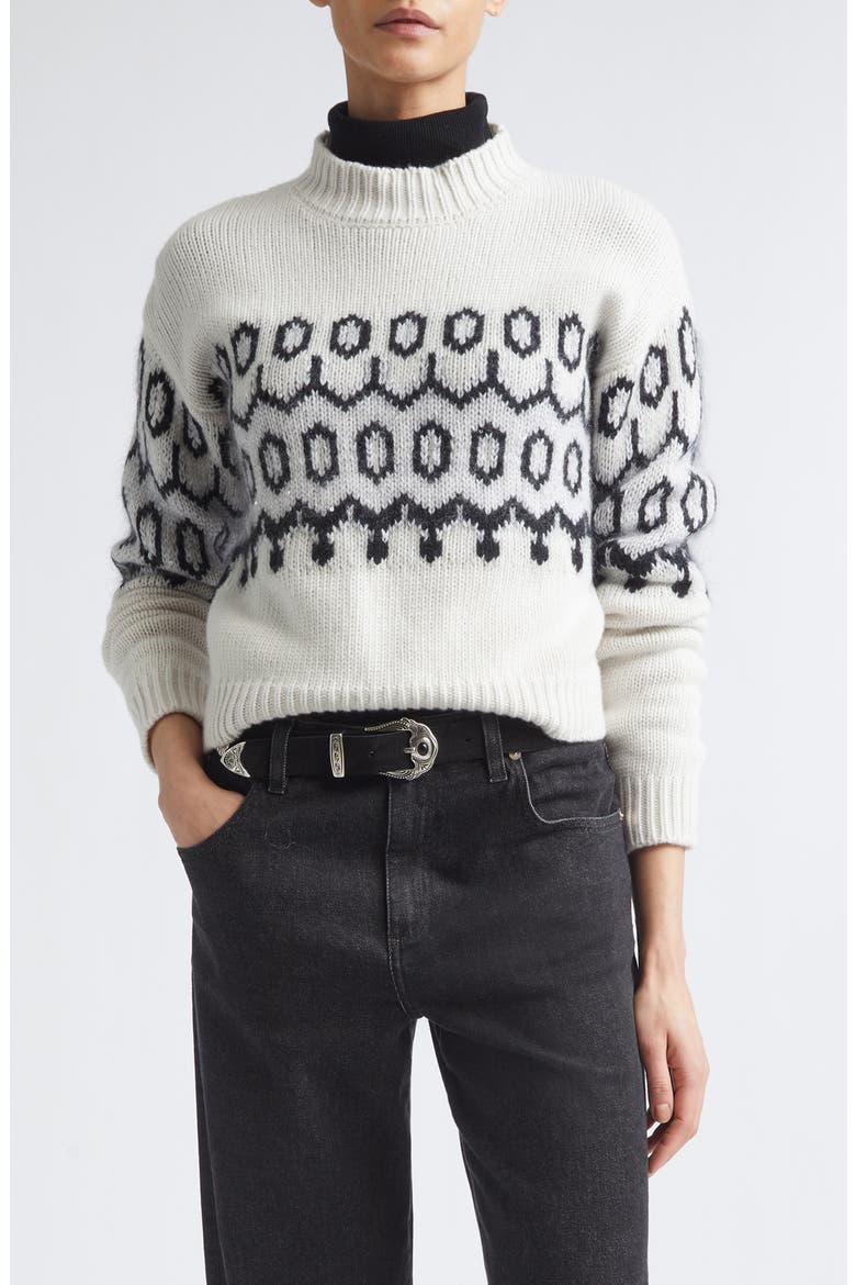Mock Neck Wool Blend Sweater, Main, color, 22-75 BLK LT PRL GRY