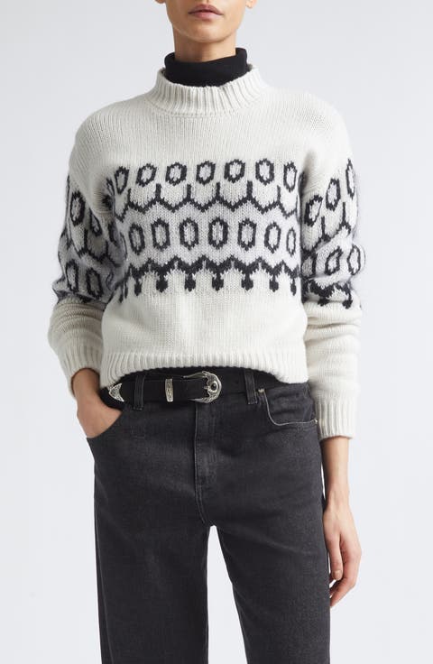 Mock Neck Wool Blend Sweater