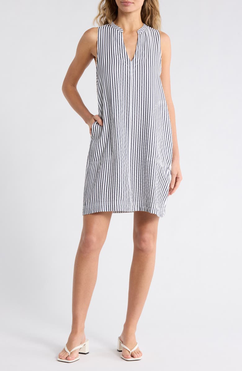 Splendid Stripe Sleeveless Minidress, Main, color, Navy Blue/ White