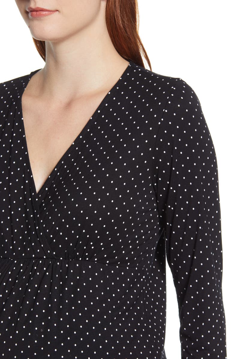 Angel Maternity Dot Print Maternity/Nursing Lounge Set, Alternate, color, 