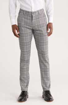 T.R. PREMIUM Slim Fit Flat Front Plaid Dress Pants