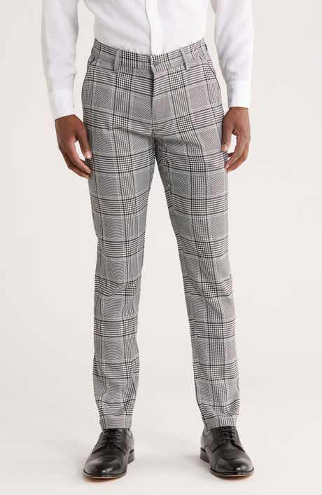T.R. PREMIUM Slim Fit Flat Front Plaid Dress Pants