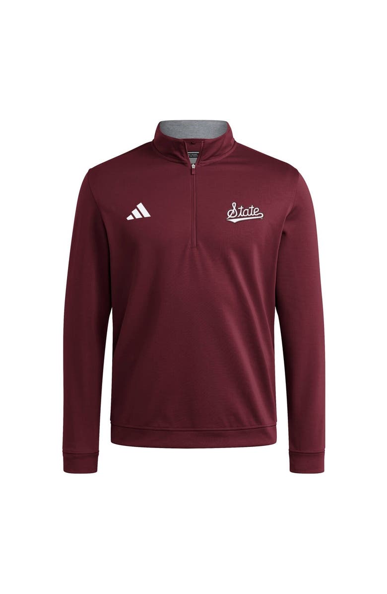 adidas Men's adidas Maroon Mississippi State Bulldogs Elevated Tri-Blend Quarter-Zip Pullover, Alternate, color, Maroon