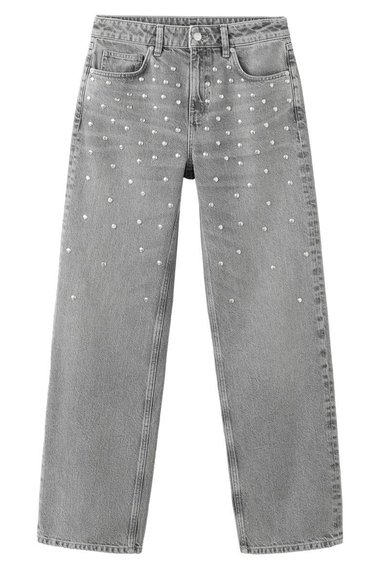 Studded Straight Leg Jeans, Main, color, DENIM GREY