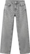 MANGO Studded Straight Leg Jeans