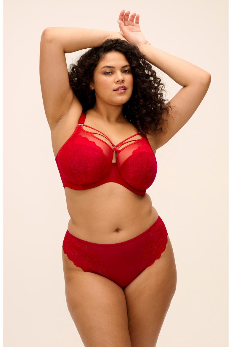 Brianna Underwire Strappy Plunge Bra, Alternate, color, HAUTE RED