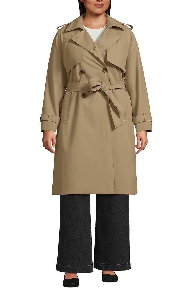Lands' End Squall Waterproof Modern Trench Coat, Main, color, Desert Tan