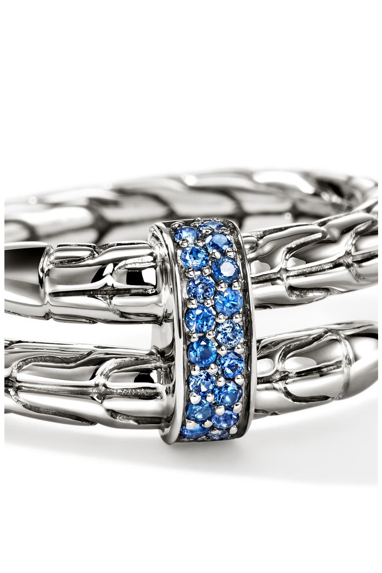 Spear Flex Ring, Sterling Silver, Pavé, Alternate, color, BLUE SAPPHIRE