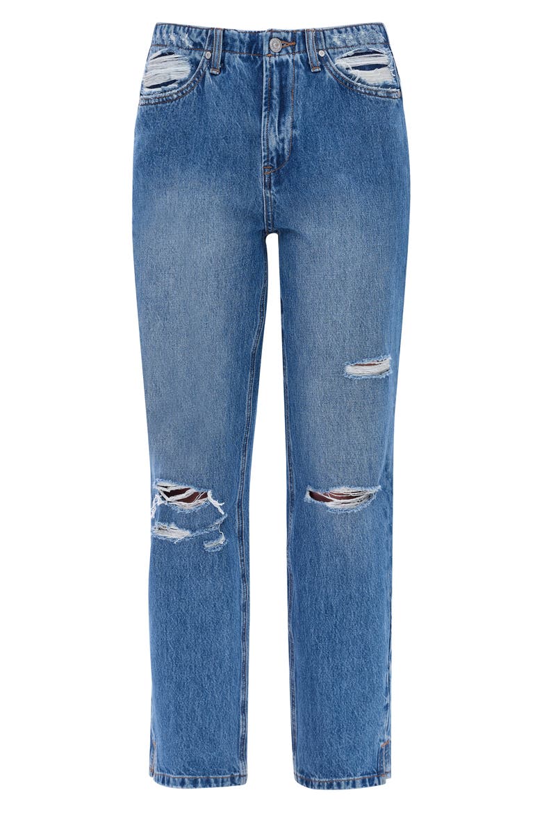High Rise Distressed Mom Jeans, Alternate, color, VIVIBLUE