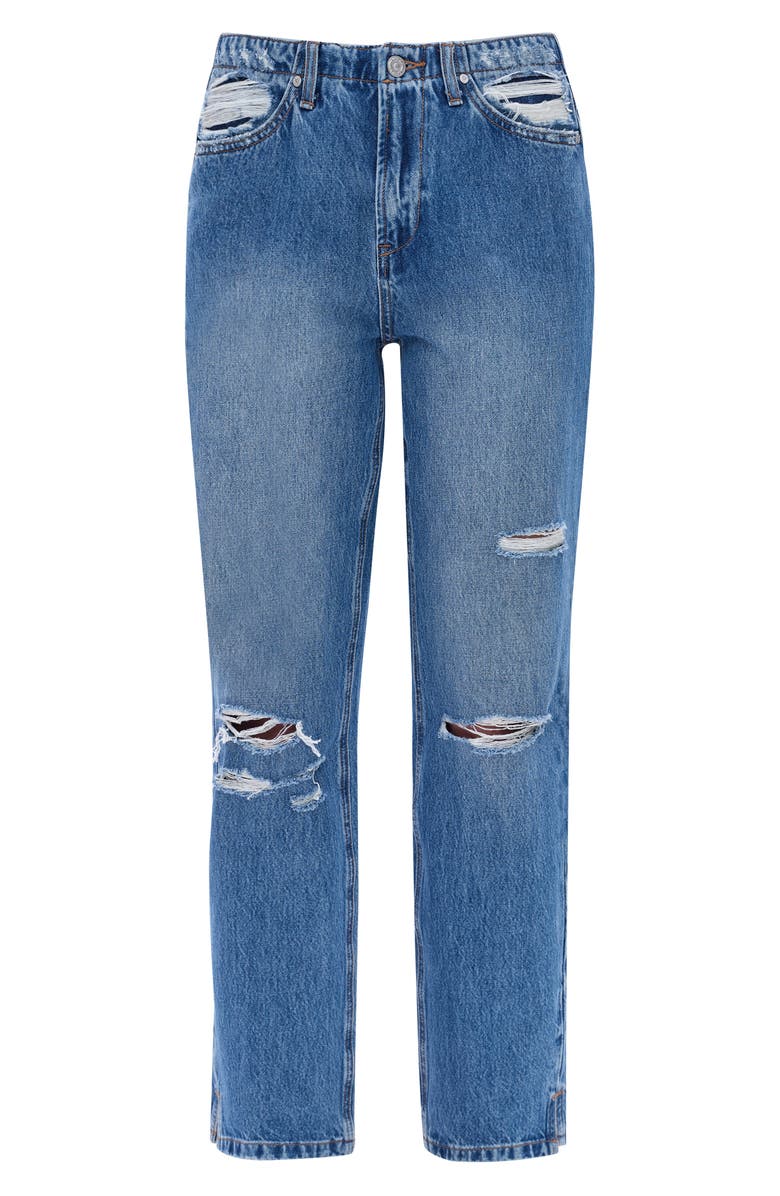 Bayeas High Rise Distressed Mom Jeans, Alternate, color, Viviblue