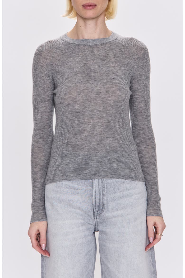 Juno Rib Long Sleeve Merino Wool Blend Top, Main, color, HEATHER CHARCOAL