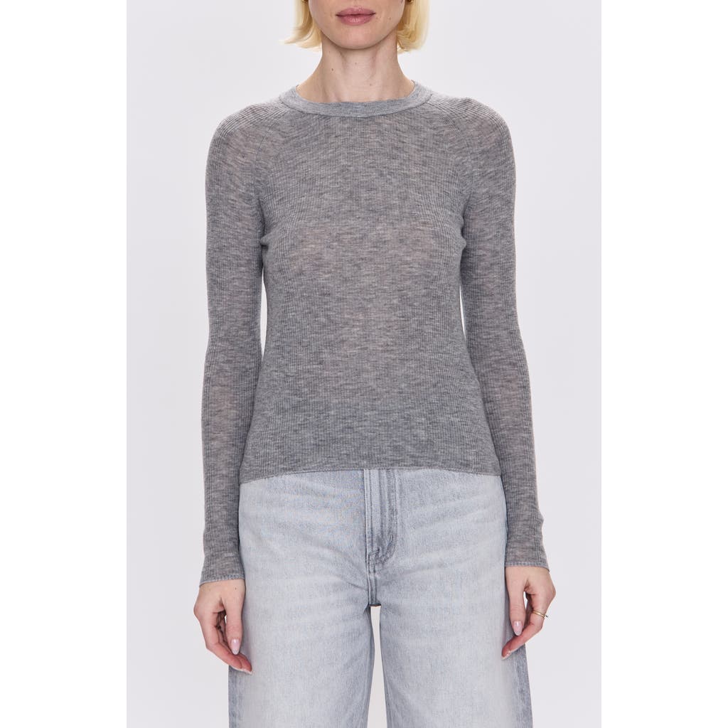 Pistola Juno Rib Long Sleeve Merino Wool Blend Top In Gray