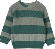 MiniMoi Kid's 2-Tone Striped Cotton Pullover Sweater