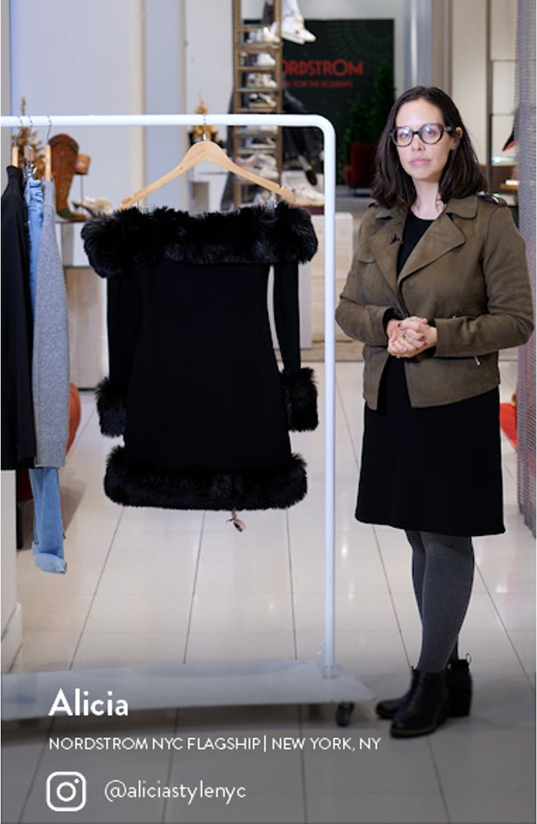 Keilani Long Sleeve Minidress with Faux Fur Trim, sales video thumbnail