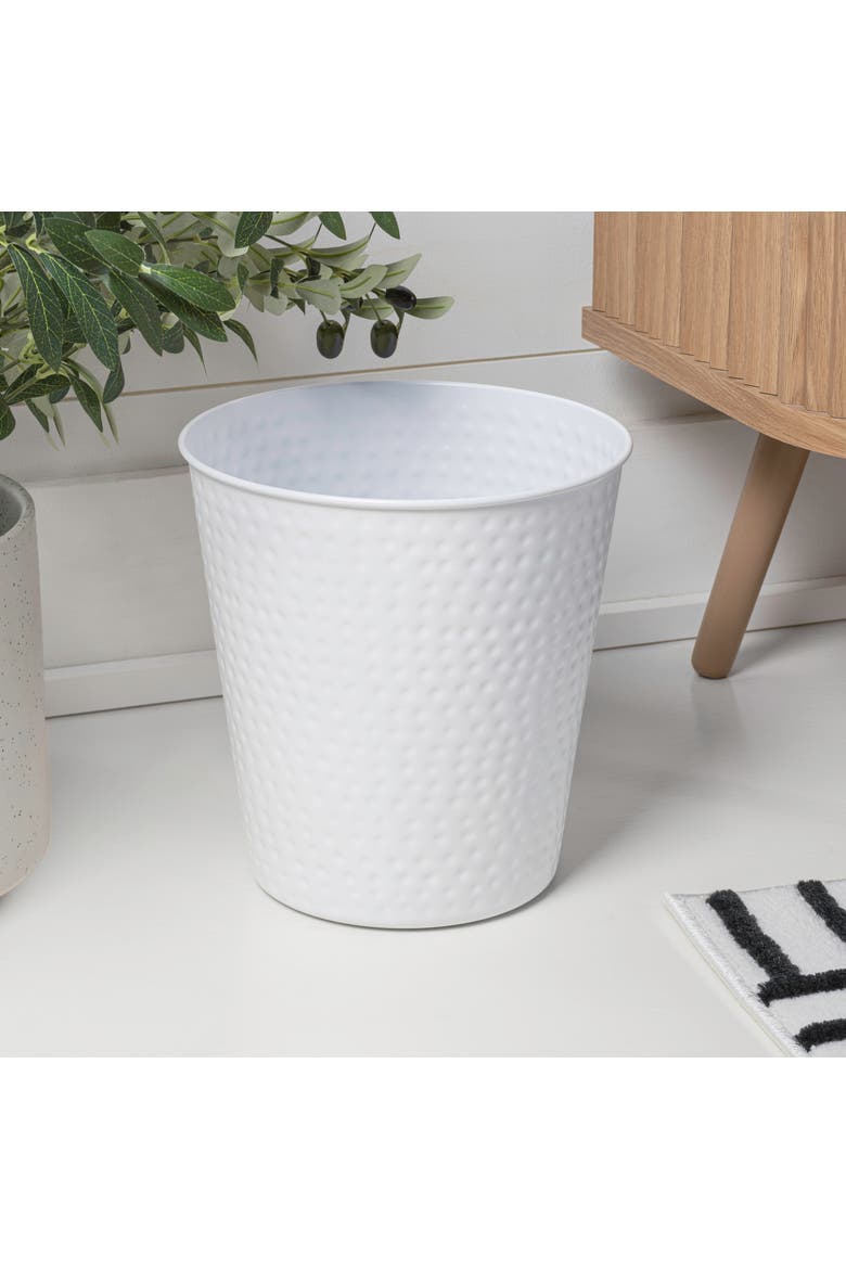Axel Modern Minimalist Hammered Steel 2 Gal Waste Bin, Alternate, color, Matte White