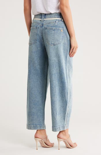 Tie Waist Ankle Barrel Leg Jeans