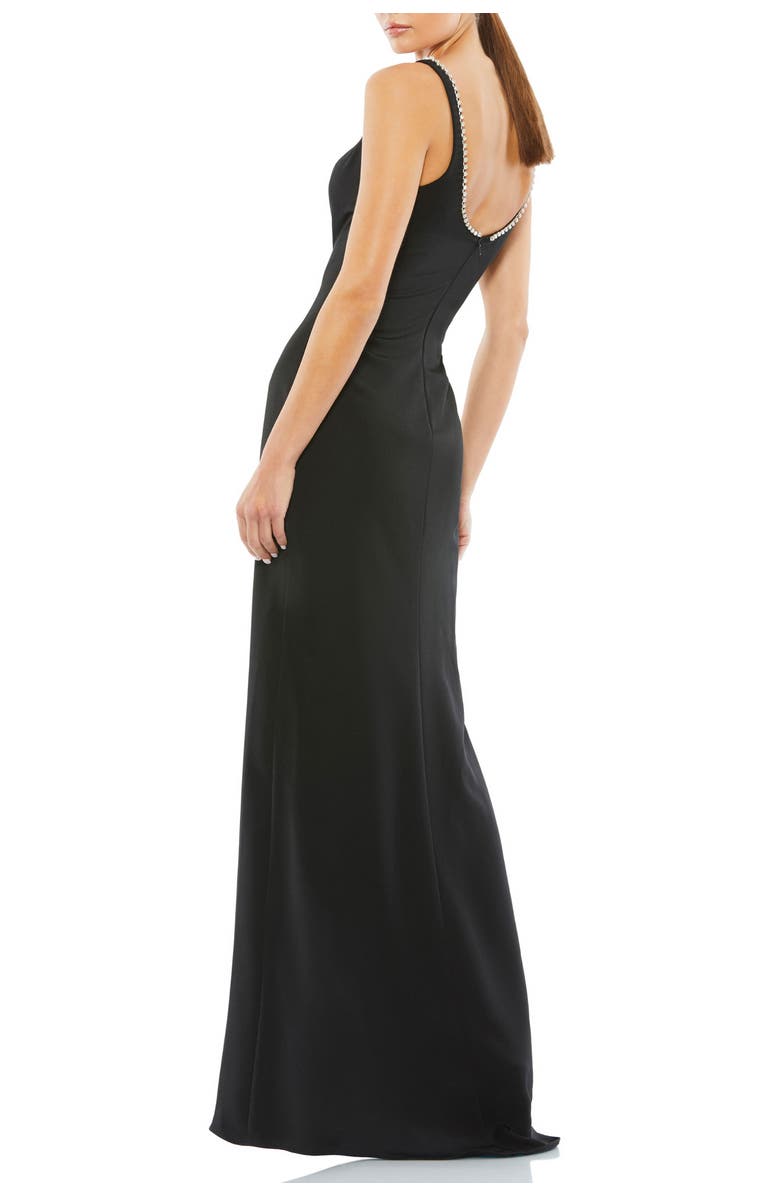 Mac Duggal Sleeveless Crystal Scoop Neckline Column Gown, Alternate, color, Black