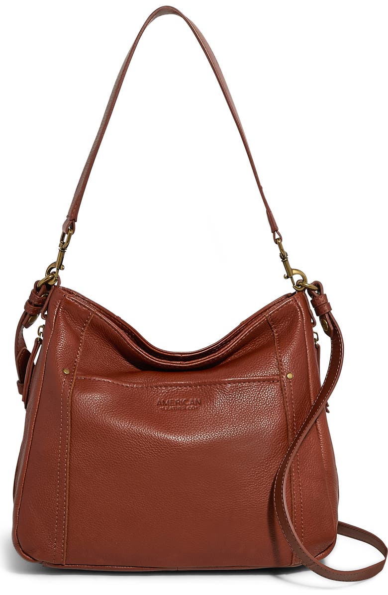 AMERICAN LEATHER CO. Austin Convertible Leather Shoulder Bag, Main, color, Brandy