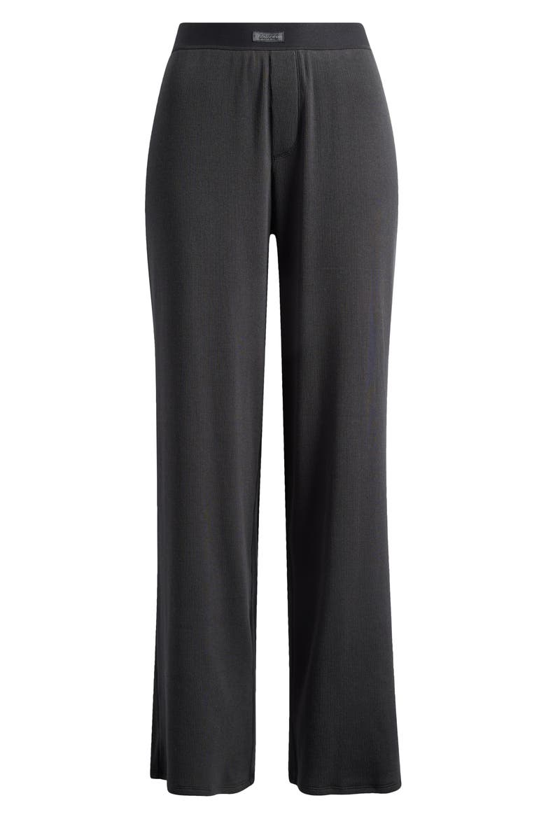 Stretch Cotton Rib Pajama Pants, Alternate, color, SOOT
