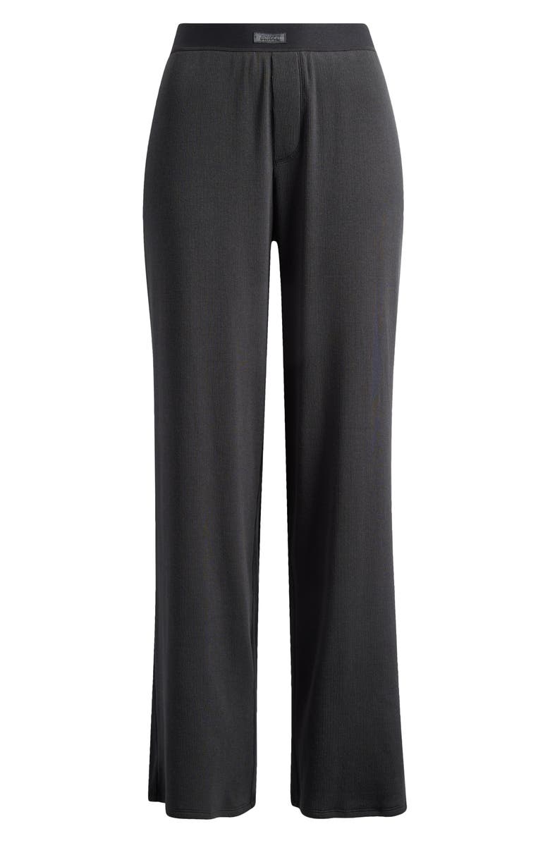 SKIMS Stretch Cotton Rib Pajama Pants, Alternate, color, Soot