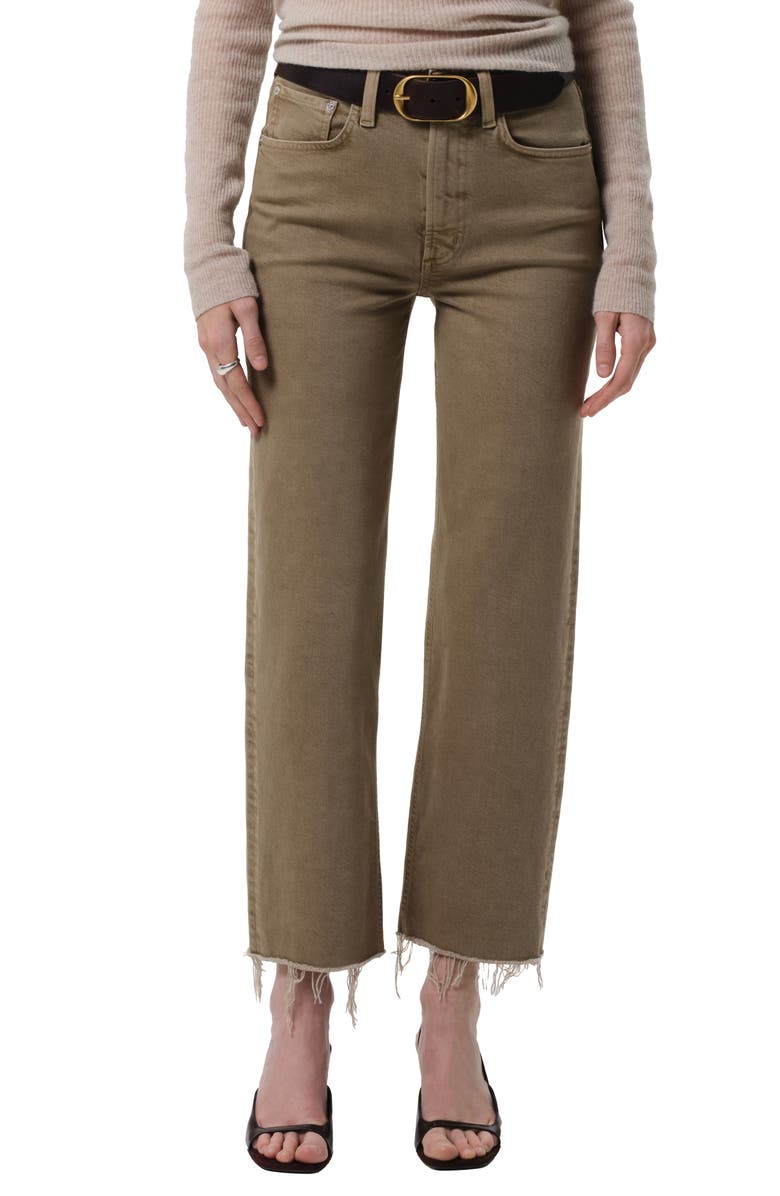 Citizens of Humanity Palma High Waist Ankle Straight Leg Jeans, Main, color, Bezal Olive Green