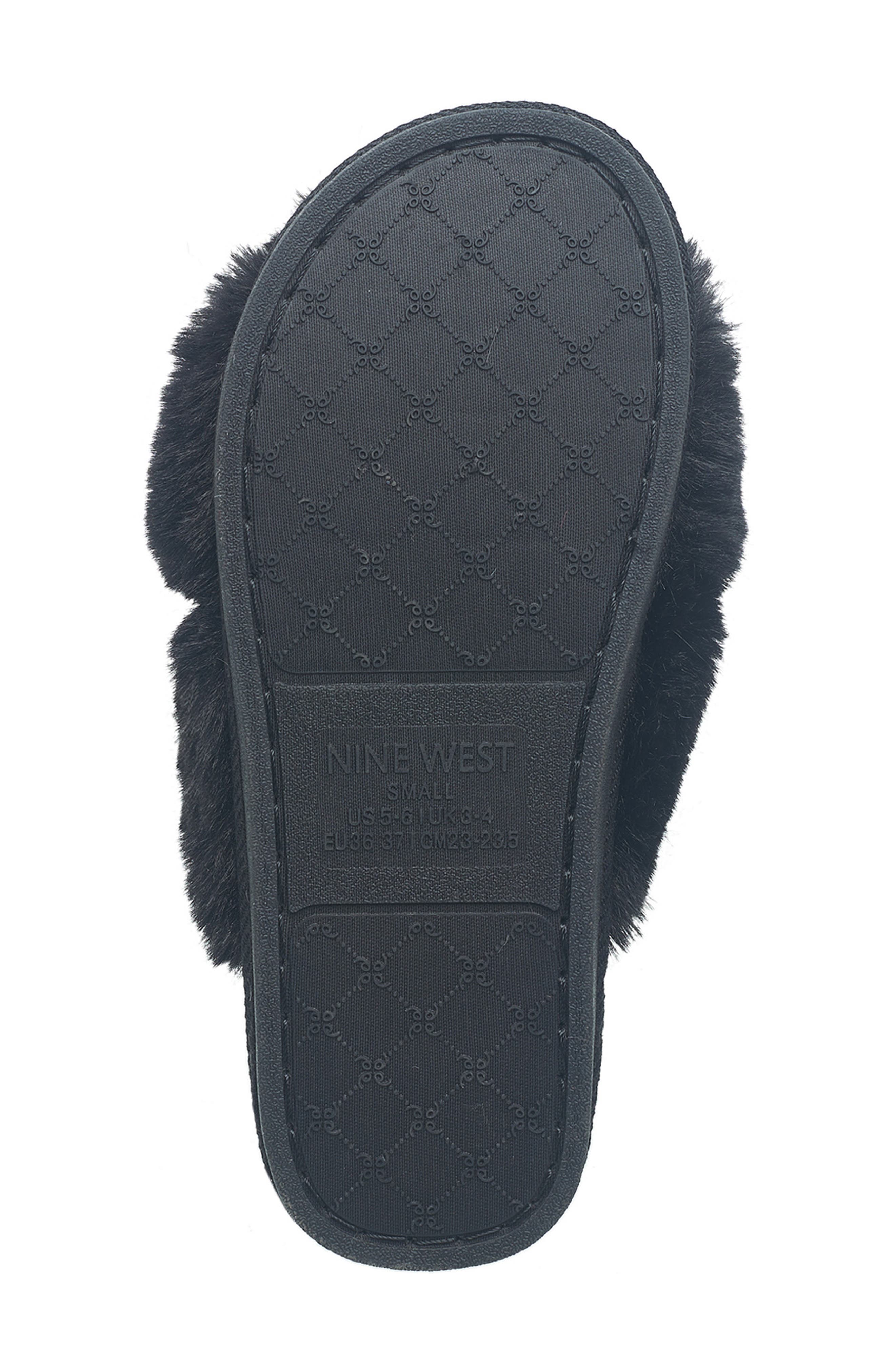 Nine West X-Band Faux Fur Slipper, Alternate, color, Black