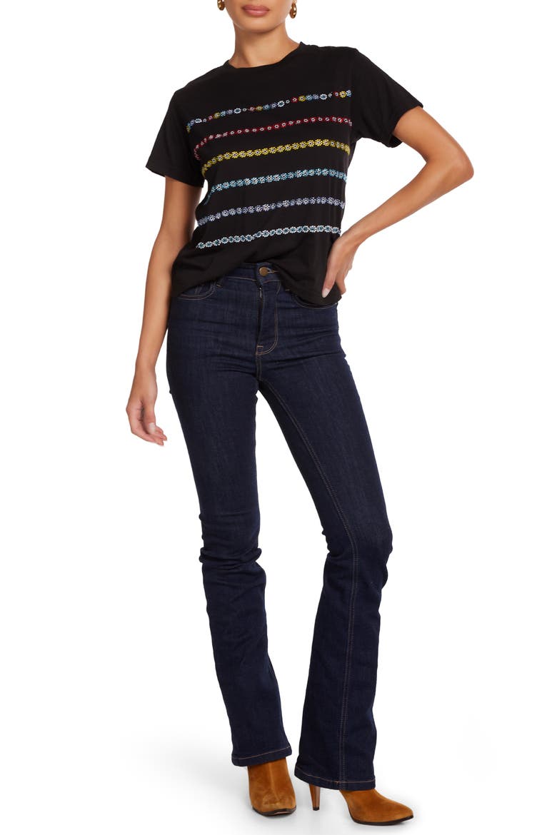 Ursula Crystal Evil Eye Stripe Top, Alternate, color, Black