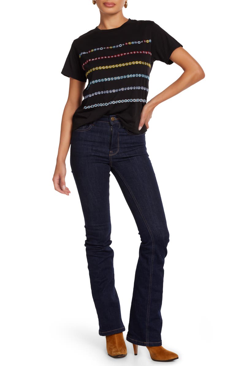 Lauren Moshi Ursula Crystal Evil Eye Stripe Top, Alternate, color, Black
