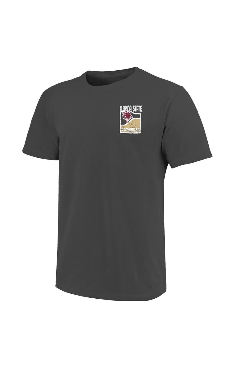 IMAGE ONE Men's  Graphite Florida State Seminoles Comfort Colors Minimal Vista Distressed Graphics T-Shirt, Alternate, color, 