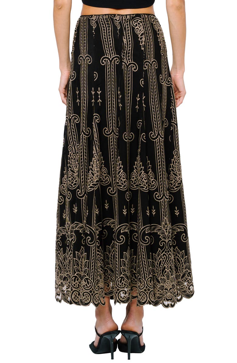 CIEBON Becca Lace Hem A-Line Skirt, Alternate, color, Black/ Taupe