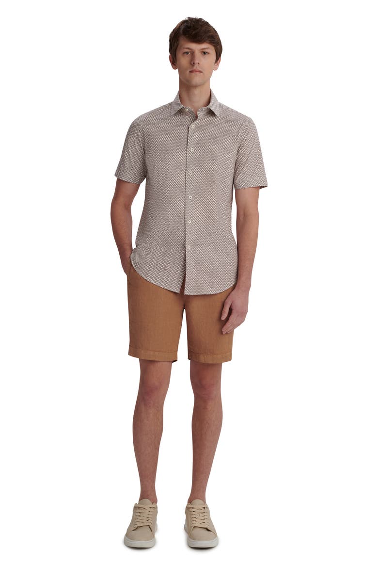 Bugatchi Drawstring Linen Shorts, Alternate, color, Caramel