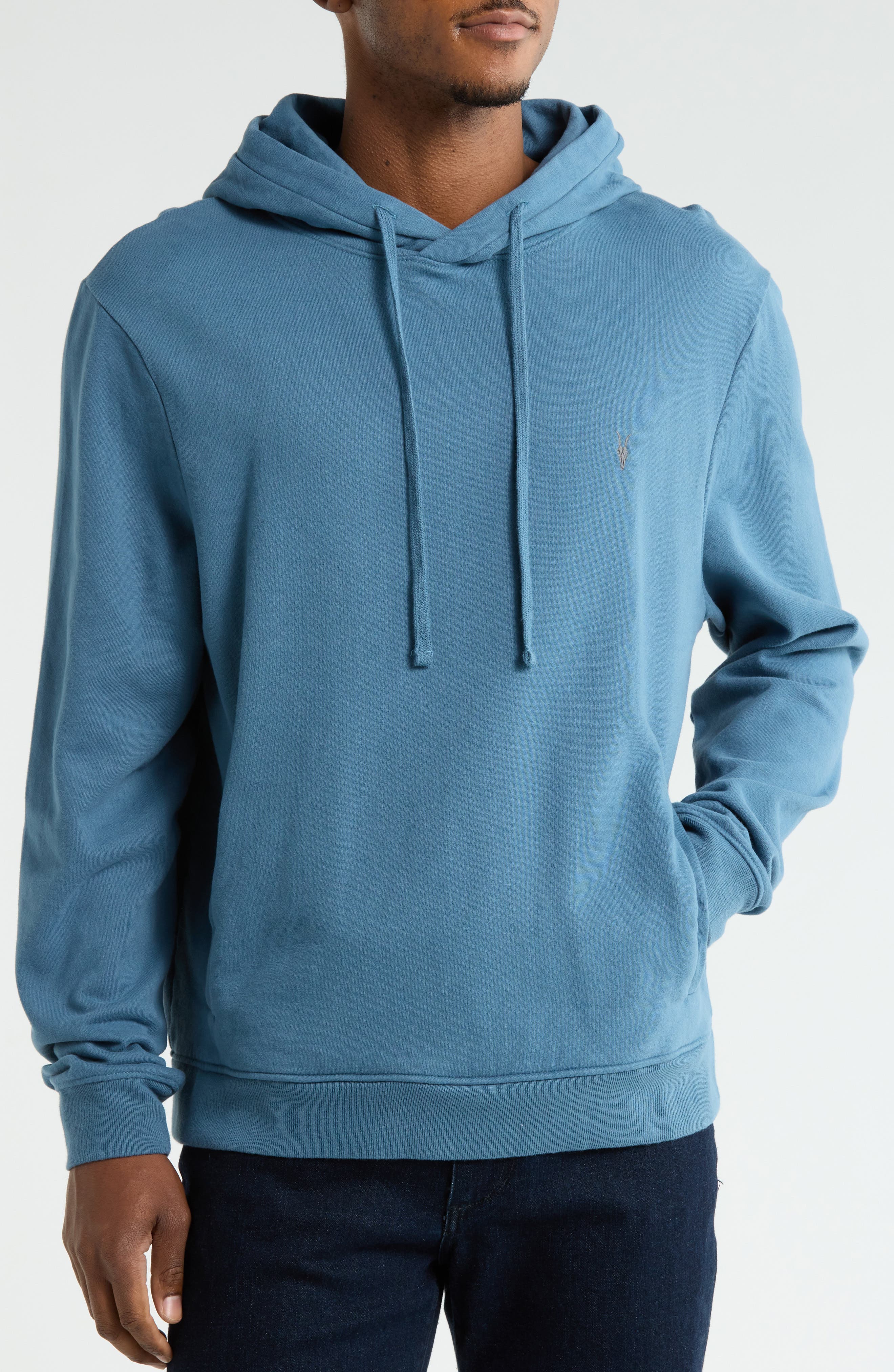 AllSaints Raven Pullover Ramskull Logo Hoodie