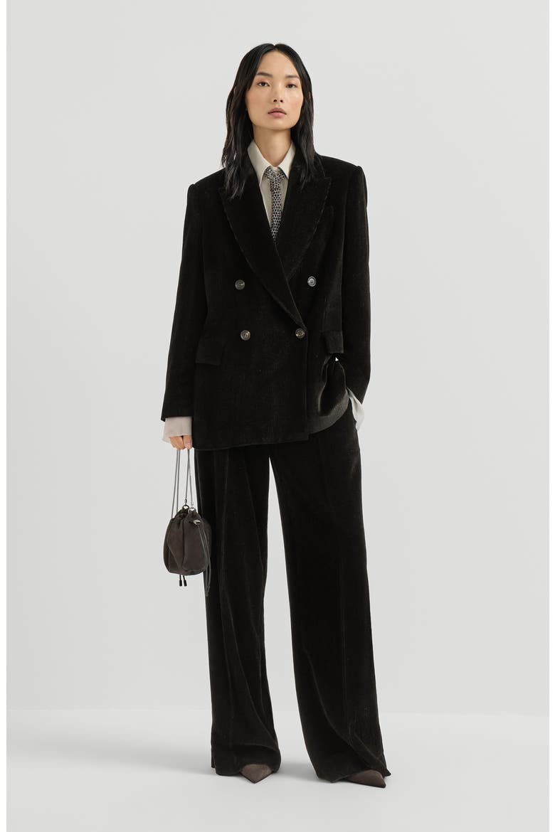 Sparkling corduroy blazer with monili, Alternate, color, Black