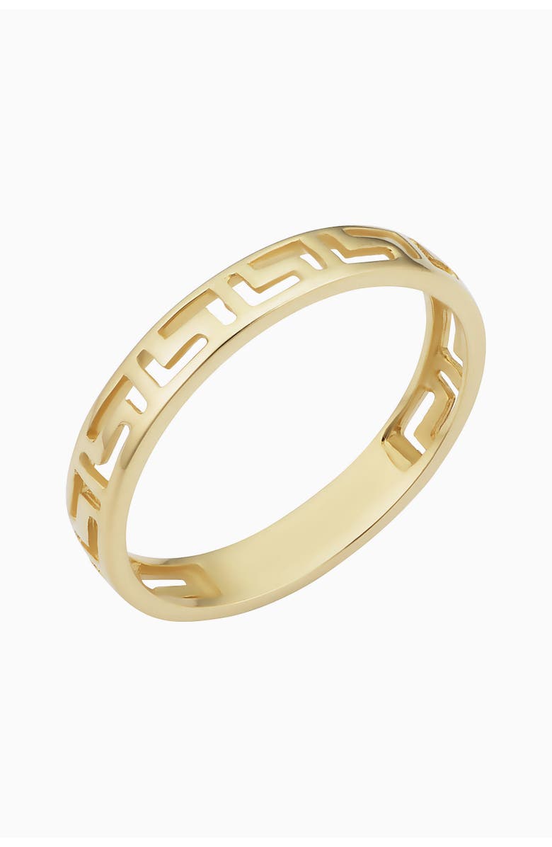 Oradina 10K Yellow Gold Greek Key Band Ring, Main, color, Yellow Gold