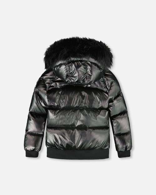 Deux Par Deux Quilted Bomber-style Winter Coat In Black
