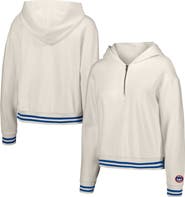 LUSSO Women's Lusso  White Chicago Cubs Magnolia Tri-Blend Quarter-Zip Hoodie