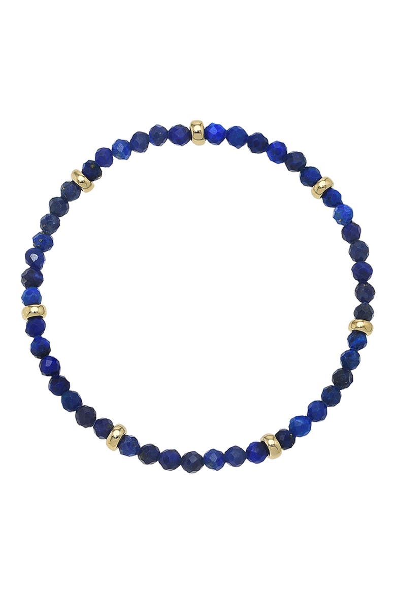 Lapis Lazuli & 14K Gold Stretch Beaded Bracelet, Main, color, BLUE LAPIS