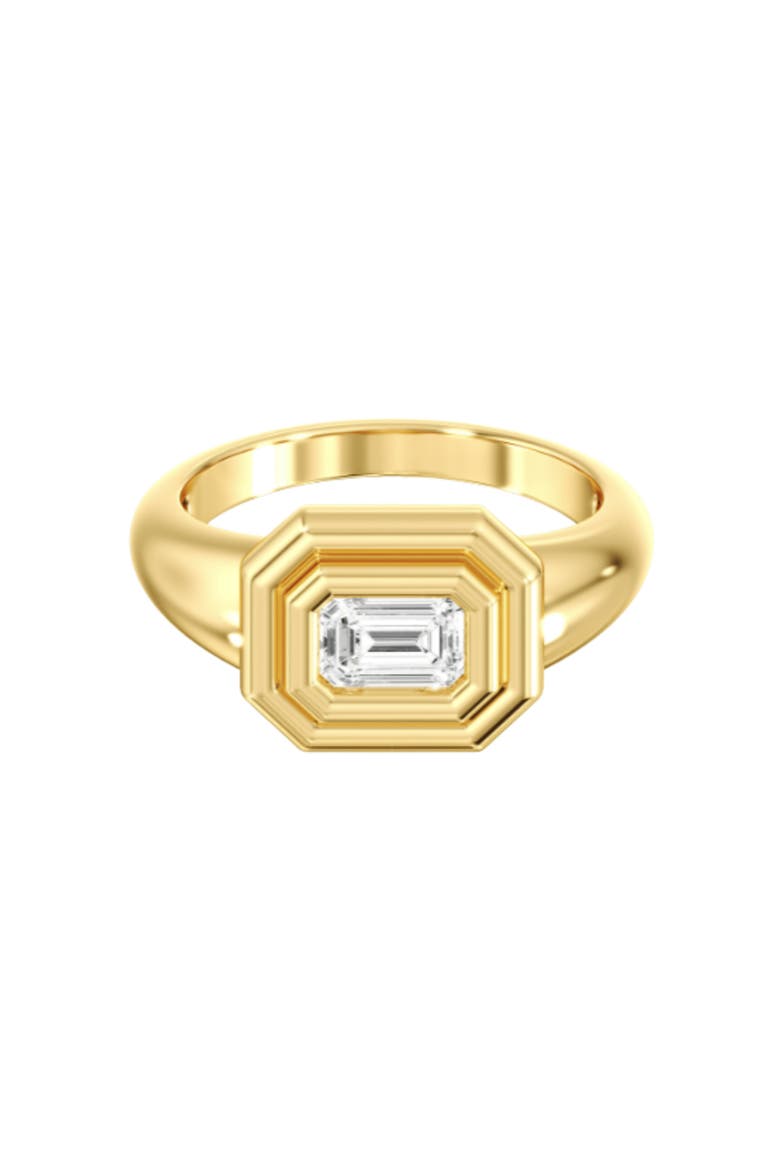 Double Bezel Emerald Pinky Lab Diamond Ring in 14K, Main, color, Yellow Gold