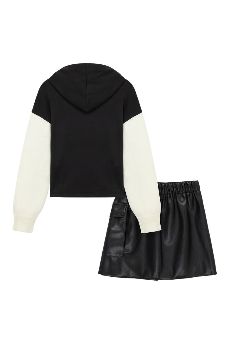 Kids' Colorblock Hoodie & Faux Leather Skort Set (Women) | Nordstrom