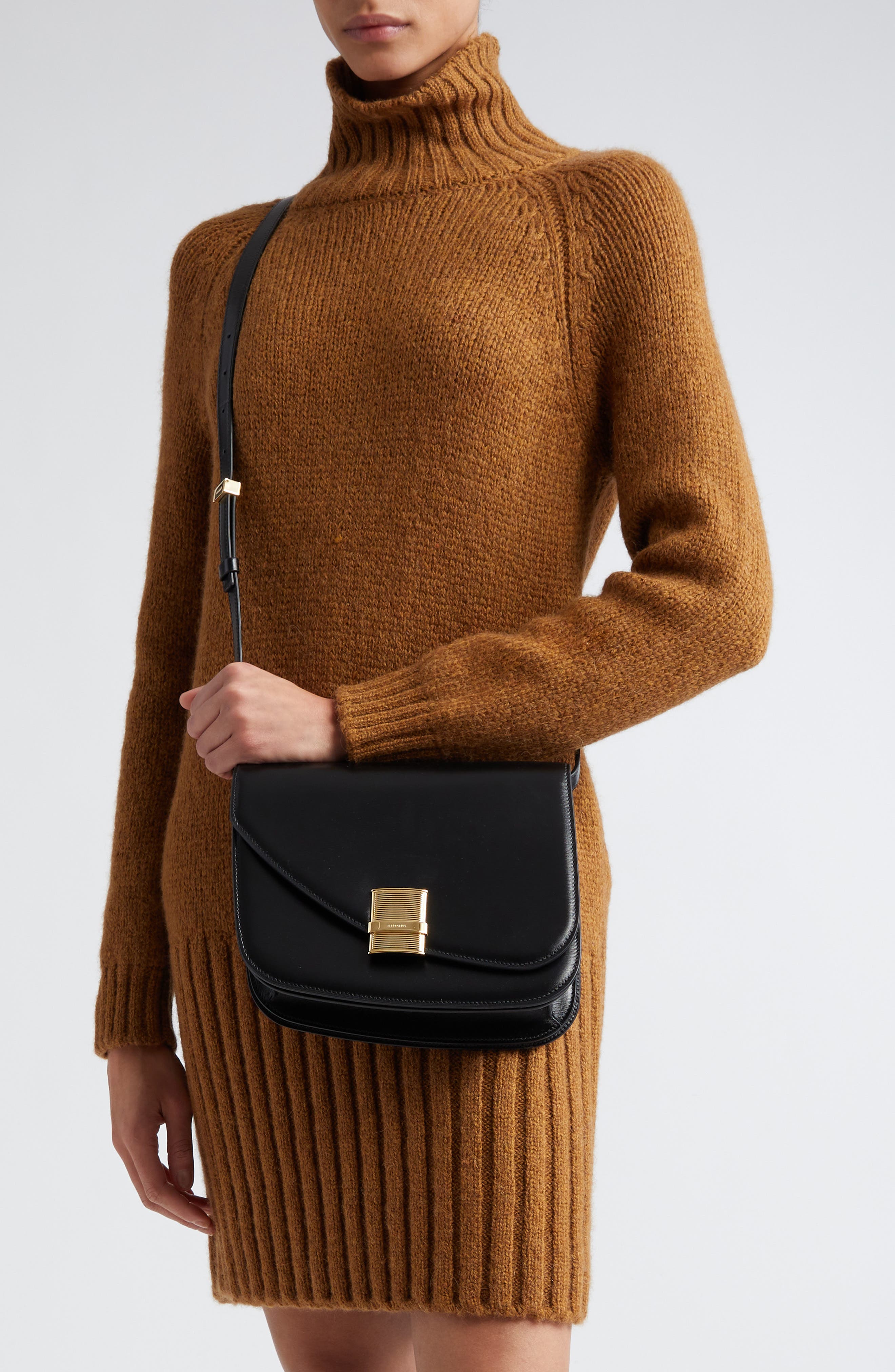 FERRAGAMO Medium Fiamma Leather Crossbody Bag, Alternate, color, 