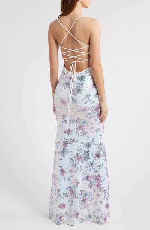 CITY STUDIO CITY STUDIO FLORAL PRINT SEQUIN DRESS