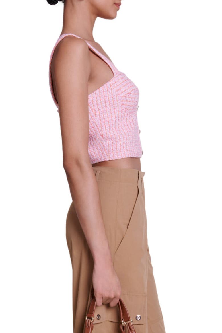 Laradis Tweed Crop Bustier Top, Alternate, color, PINK / ORANGE