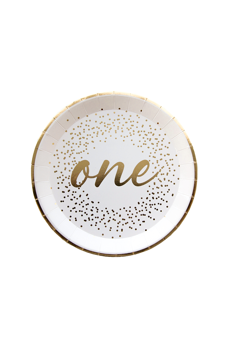 Jollity & Co First Birthday Dessert Plates, Main, color, White